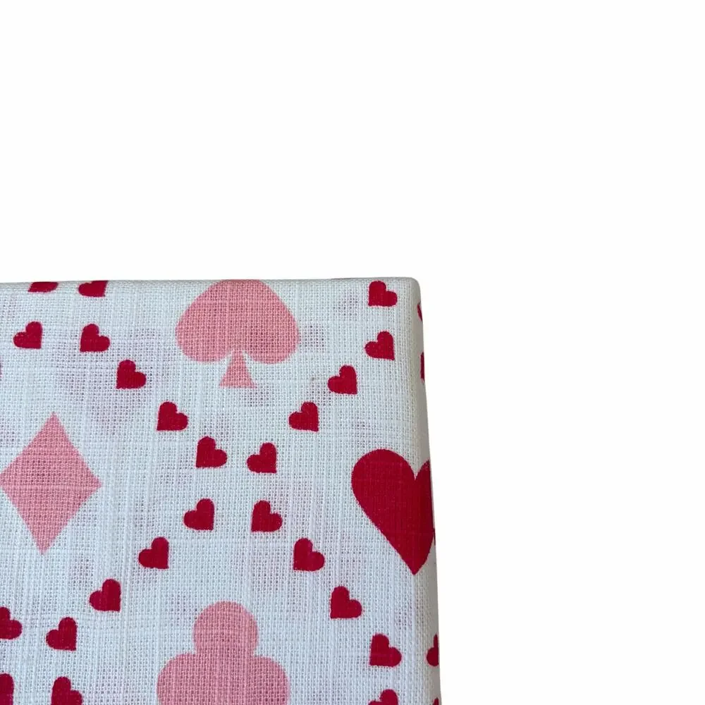 Nicole Miller Queen of Hearts Tablecloth 68in Round Pink Red Valentines Day New